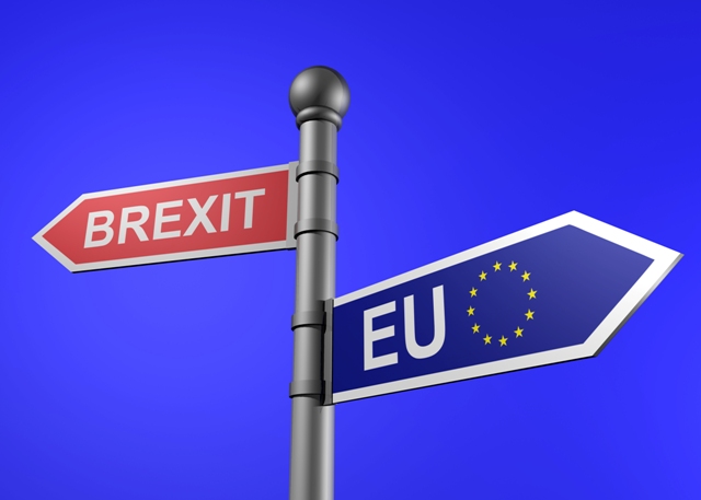 signpost of Brexit and EU
